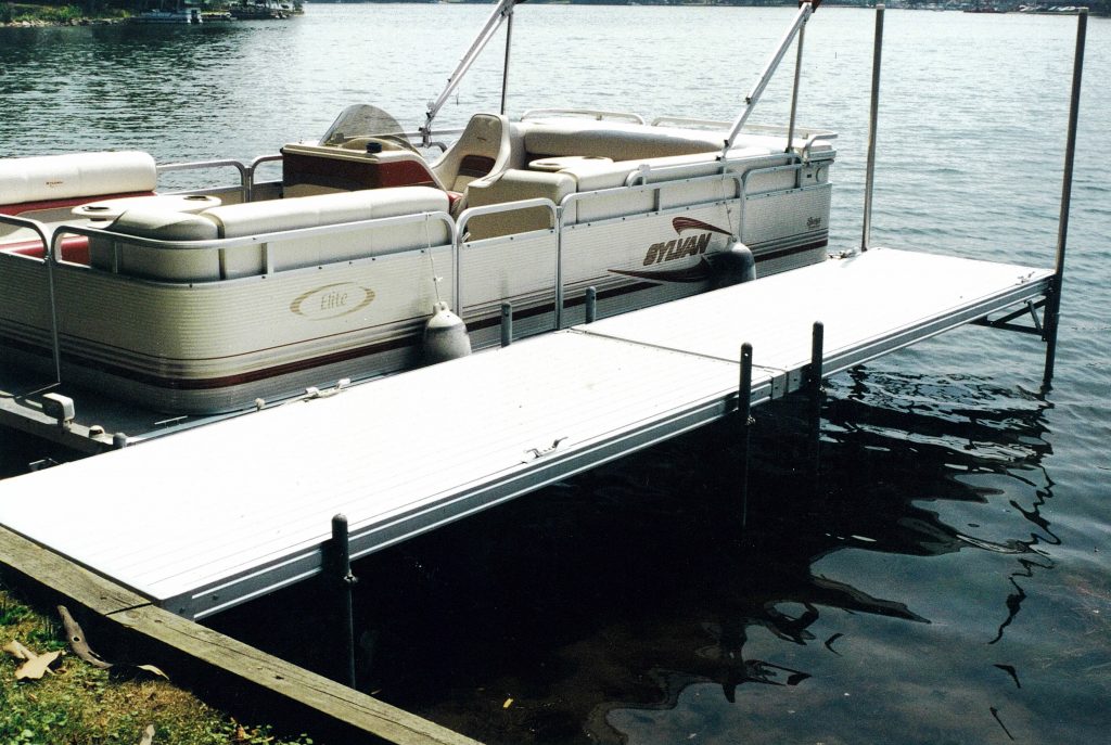 Lake Cable Docks and Lifts featuring aluminum pier sections and boat lifts
